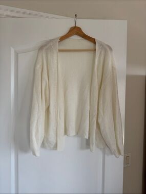Women's Open-Front Cream Knit Cardigan
